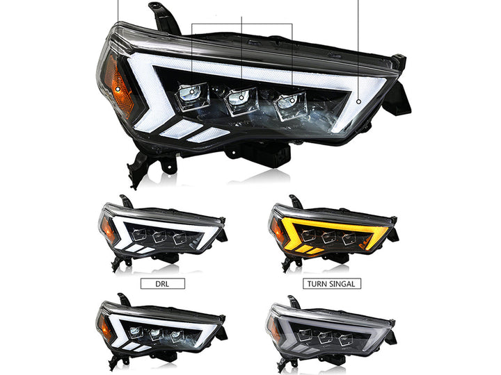 Farolas Led Drl Tipo Dubai Deluxe para Toyota 4Runner 2014-2024