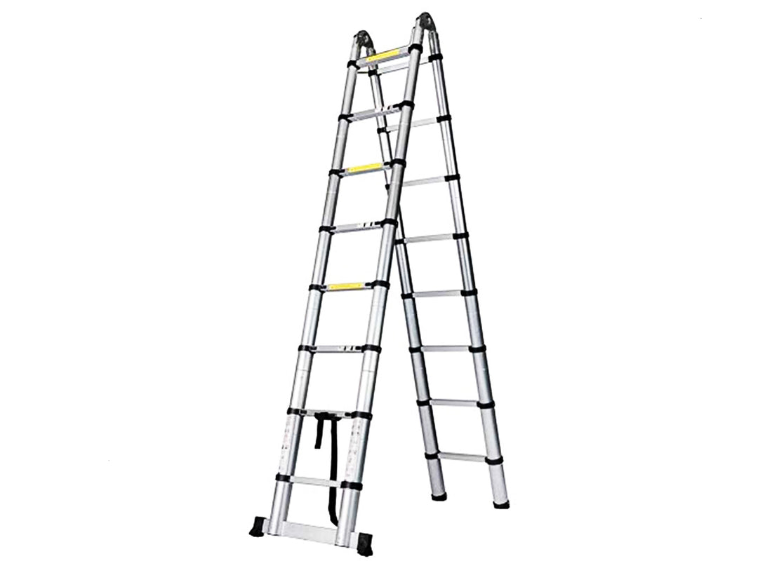 Escalera Telescópica Tipo Tijera Doble en Aluminio de 6.40 Metros con 18 Pasos