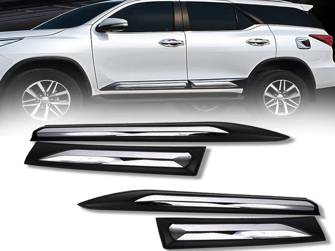 Boceles Laterales de Puertas Negro y Cromado para Toyota Hilux 2017-2026