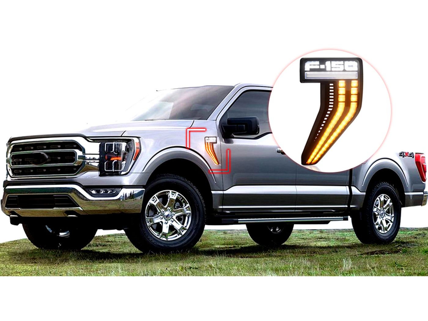 Branqueas Laterales Led Drl Tipo Raptor para Ford F-150 2021-2023
